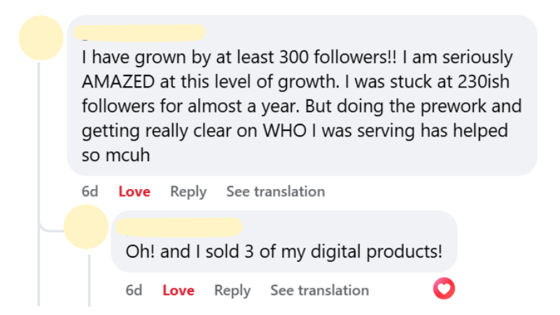 Student testimonial screenshot